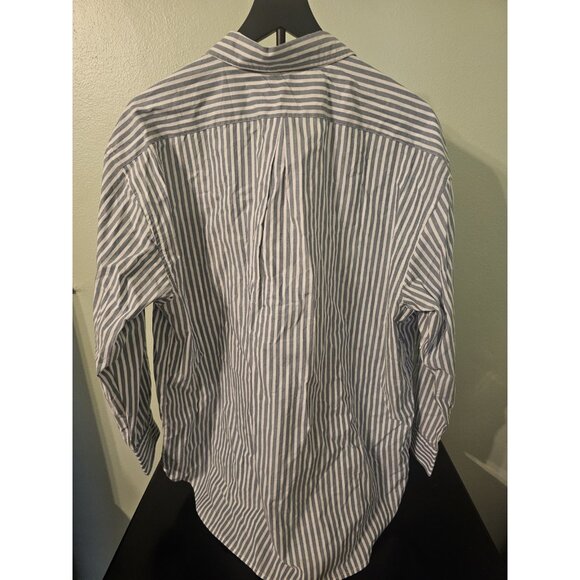 Women Banana Republic Business Casual Blue & White Pinstripe Button Down Size L - Picture 9 of 12